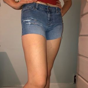 distressed denim shorts
